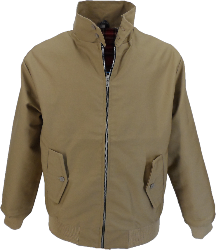 Ikon Original Mens Camel Beige Retro Mod Classic Harrington Jacket