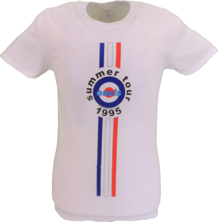 Mens Official Licensed Oasis White Stripes 95 Logo T Shirt