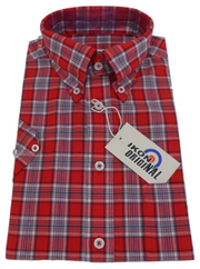 Ikon Original Red Checked Short Sleeved Button Down Shirts