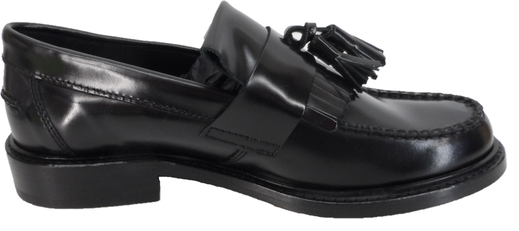 Ikon Original Selecta Ladies Leather Tassel Loafers in Black