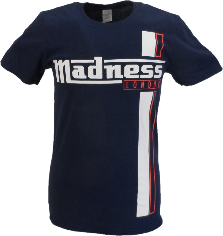 Mens Navy Blue Official Madness Striped T Shirt