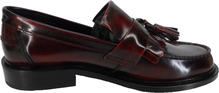 Ikon Original Selecta Mens Leather Tassel Loafers in Oxblood Rub Off