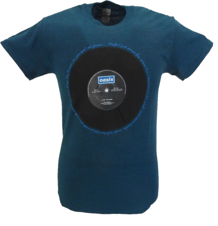Mens Officially Licensed Oasis Blue Live Forever T Shirts