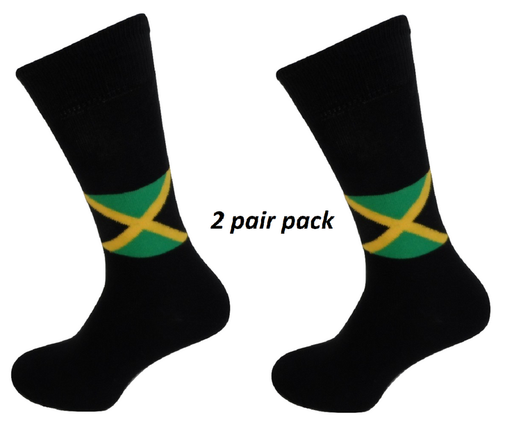 Mens 2 Pair Pack of Jamaica Flag Retro Socks