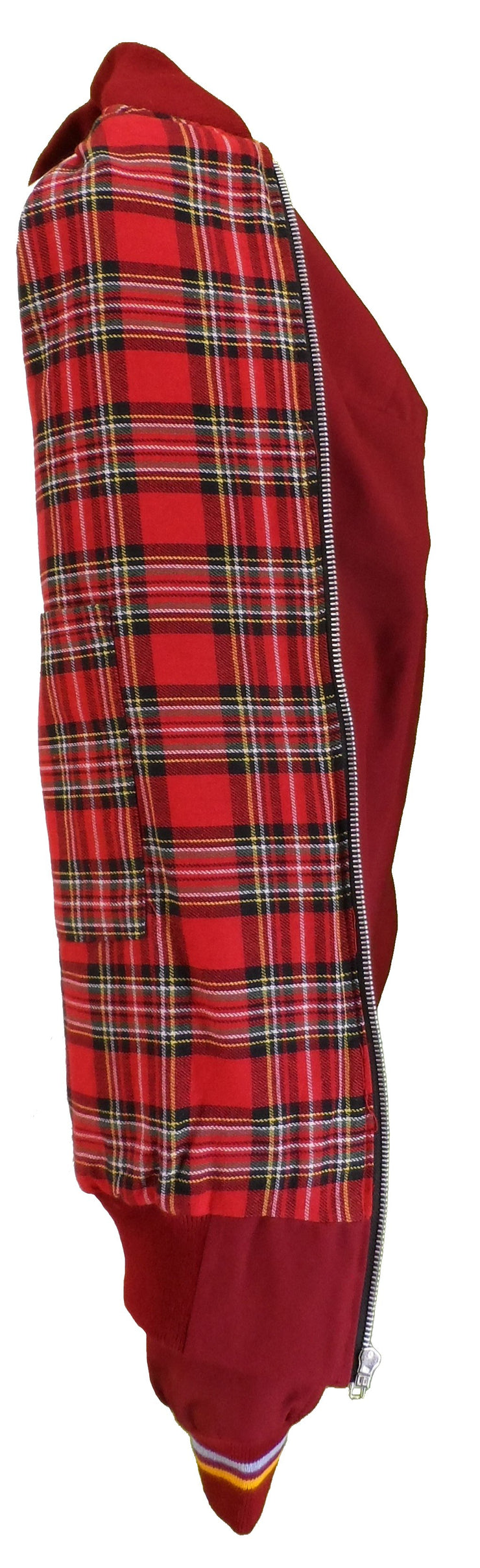 Ikon Original Mens Burgundy Tartan Lined Classic Harrington Monkey Jacket - Ikon Original