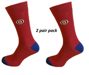 Mens 2 Pair Pack Blue and Burgundy Mod Target Socks