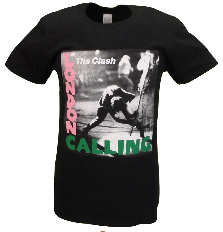 Mens Black Official The Clash London Calling T Shirt