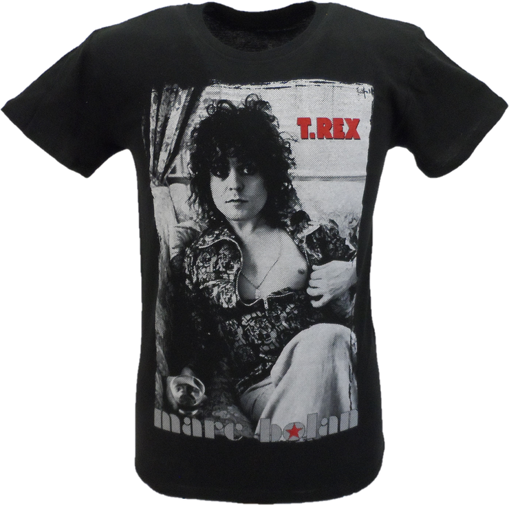 Mens Black Official T Rex Bolan Picture  T Shirt