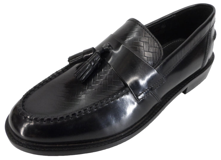 Ikon Original Selecta Weaver Leather Tassel Loafers in Black - Ikon Original